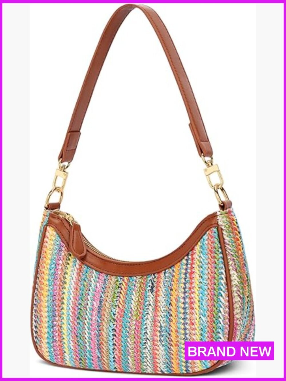Woven Straw Shoulder Bag Hobo Crossbody Purse Summer Beach Tote Handbag